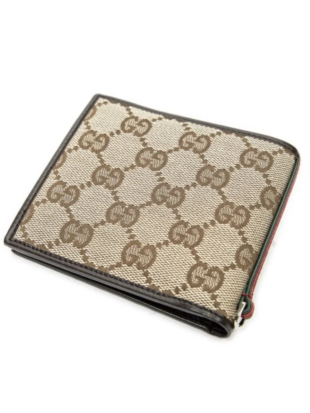 Gucci Web Bifold Wallet Beige Brown GG Canvas - Picture 2 of 5
